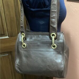 Perlina Elegant Brown Leather Tote Bag